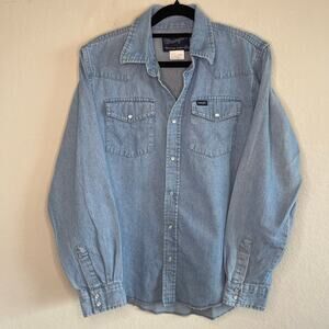 Wrangler Women’s Western Snap Button Denim Long Sleeve Shirt - Size XL